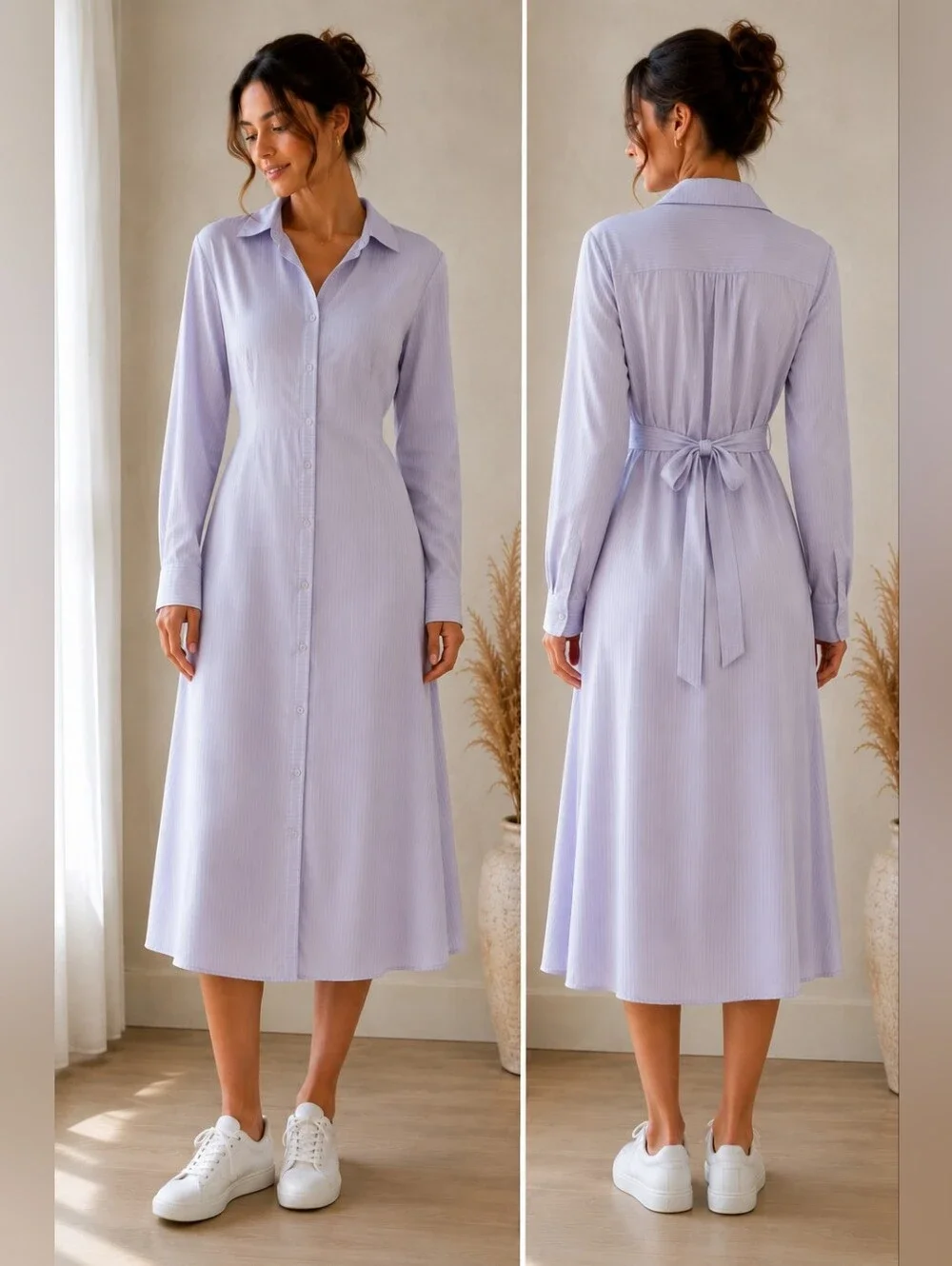 Ricki's Lavender Button-Front Midi Shirt Dress - Picture 1 of 6